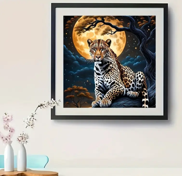 Diamond Painting Leoparden-Nachtlandschaft